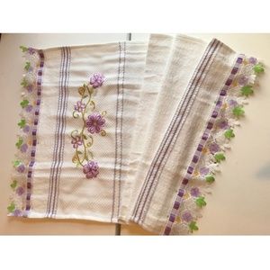 (2) Beautiful Embroidered Hand Towel